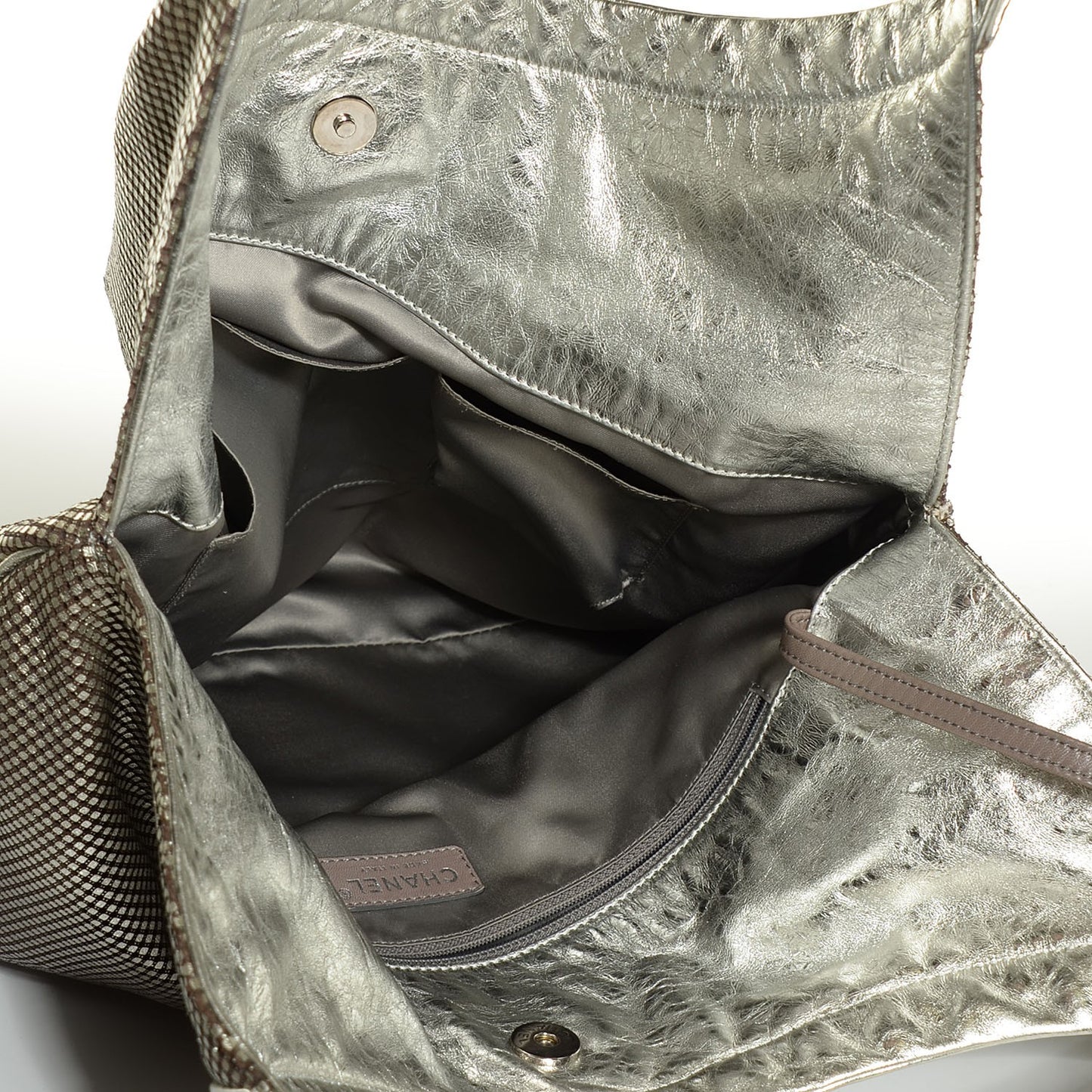 Perforated Metallic Lambskin Hollywood Hobo Silver