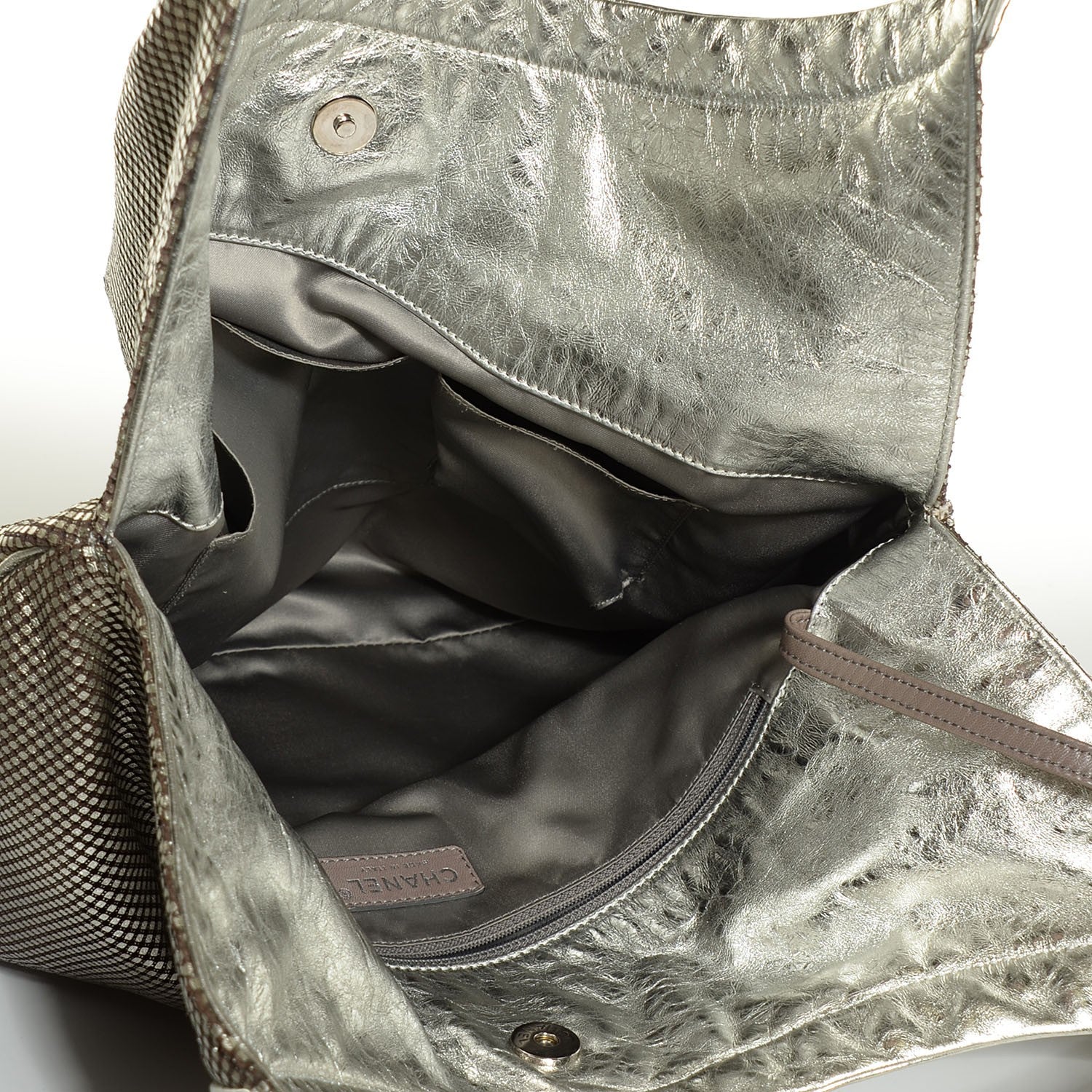 Chanel Perforated Metallic Lambskin Hollywood Hobo Silver 5 of 7