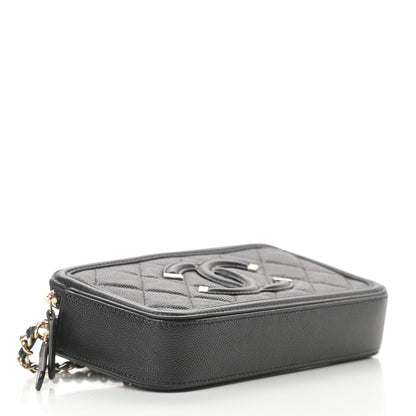 Chanel Caviar Quilted CC Filigree Clutch With Chain Black 4 of 15