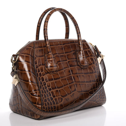 Givenchy Calfskin Crocodile Embossed Small Antigona Brown 4 of 9