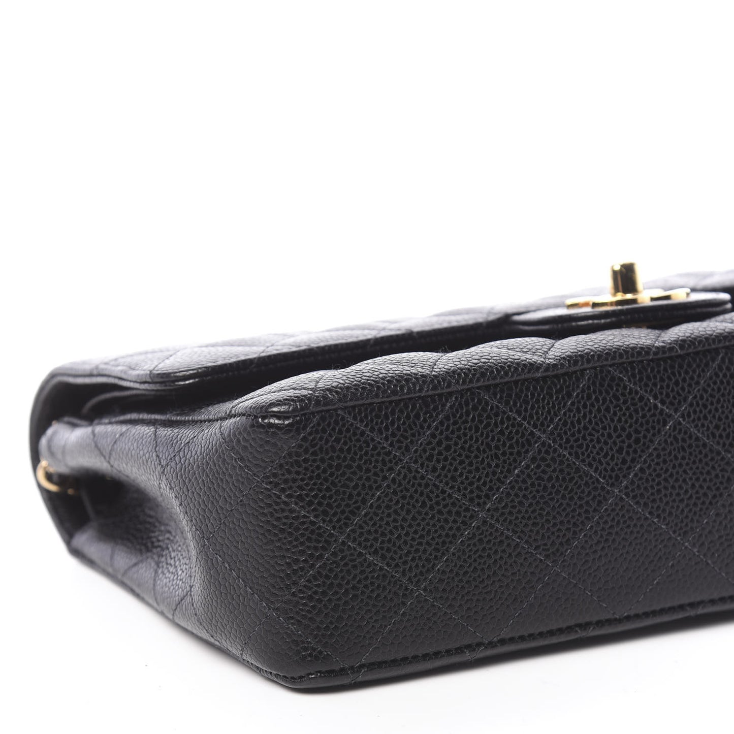 Caviar Quilted Medium Double Flap Black