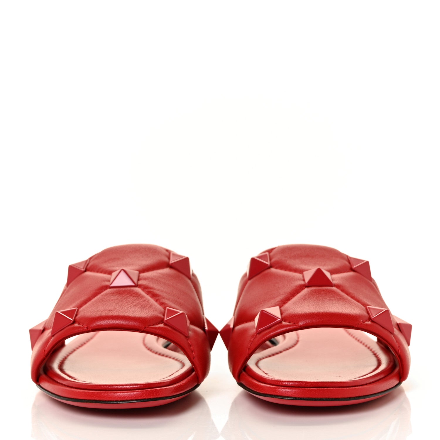 Valentino Garavani Nappa Monochrome Roman Stud Flat Slide Sandals 40 Rouge Pur 2 of 9