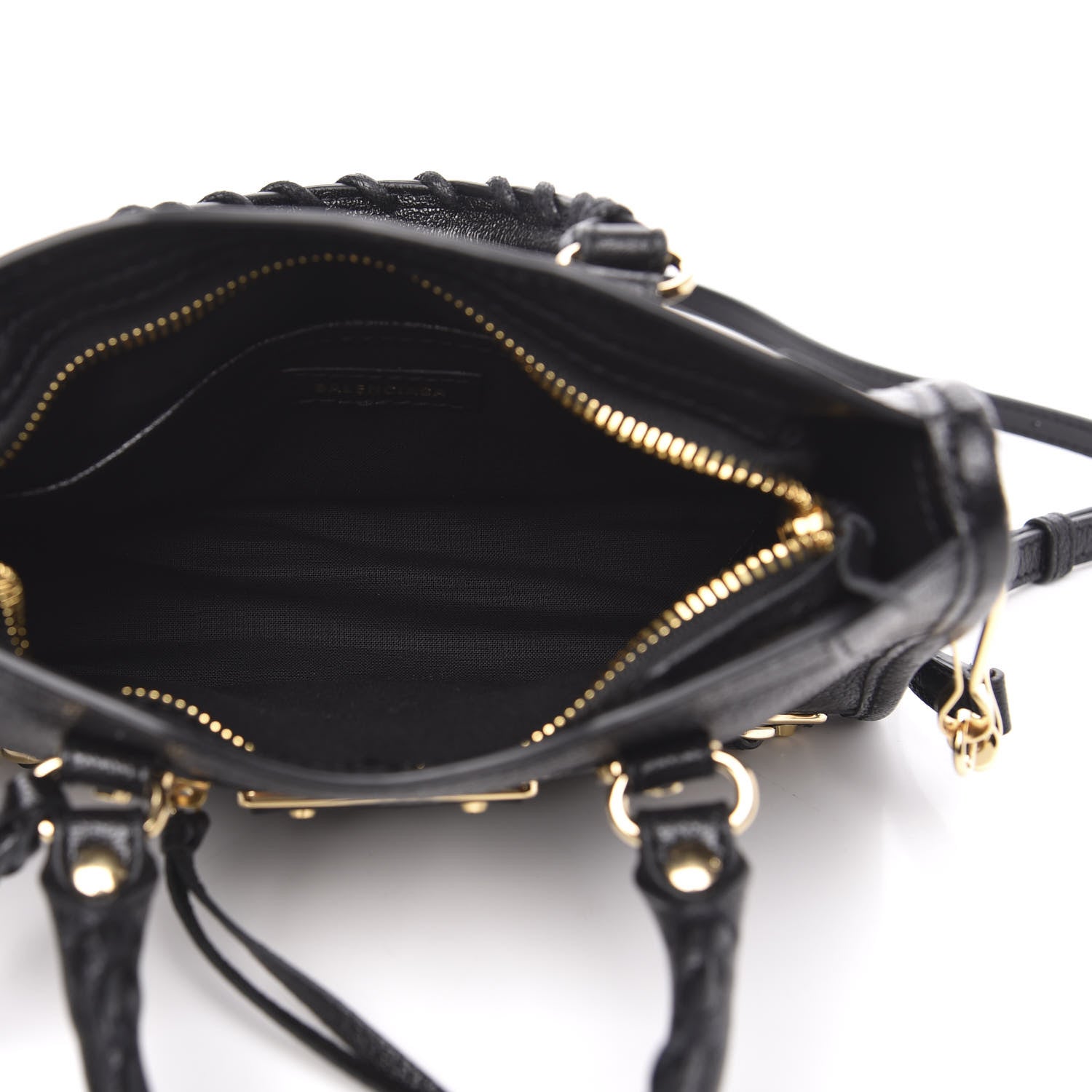 Balenciaga Chevre Gold Metallic Edge Hardware Nano City Black 5 of 10