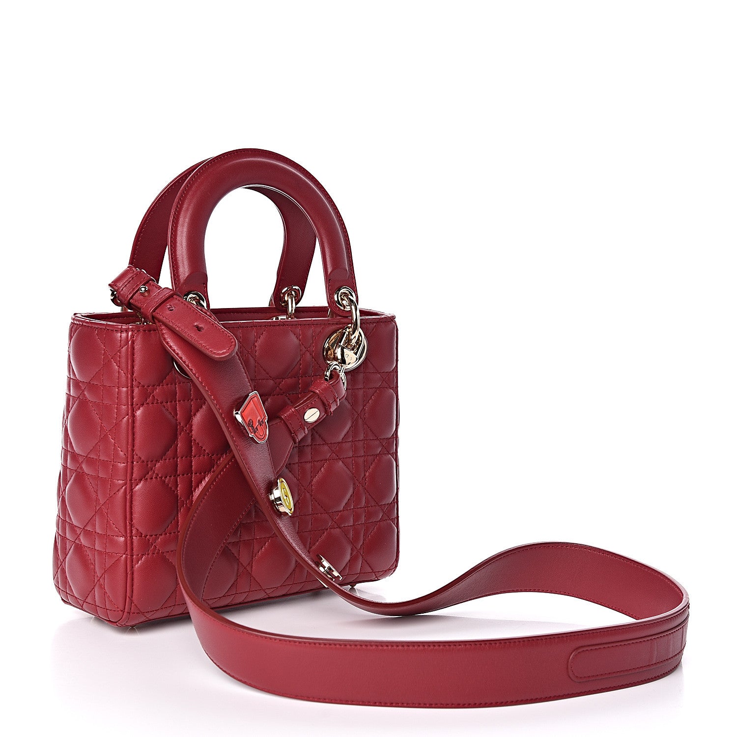 Christian Dior Lambskin Cannage Small My Lady Dior Red 3 of 12