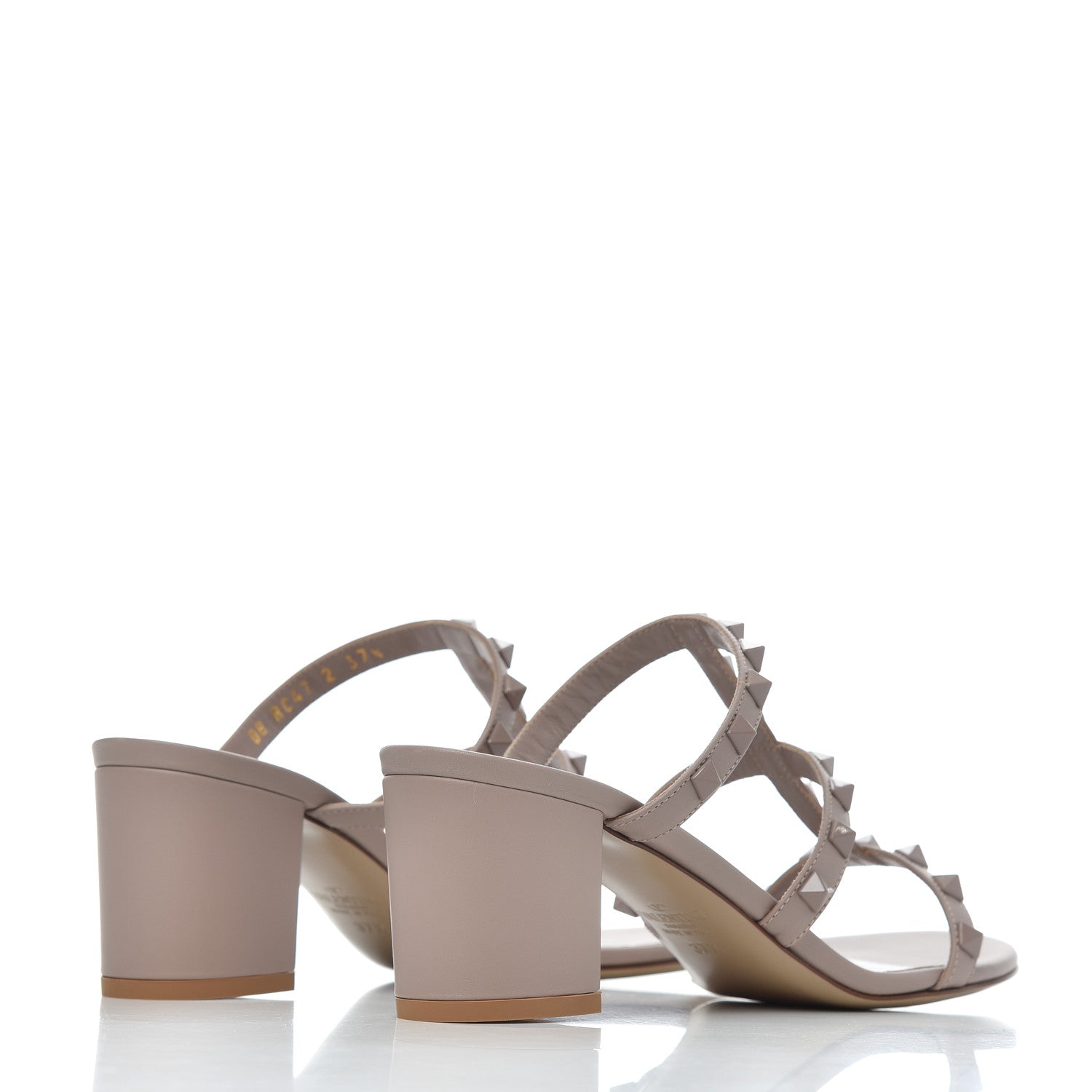 Valentino Garavani Calfskin Rockstud 60mm Caged Slide Sandals 37.5 Poudre 4 of 10