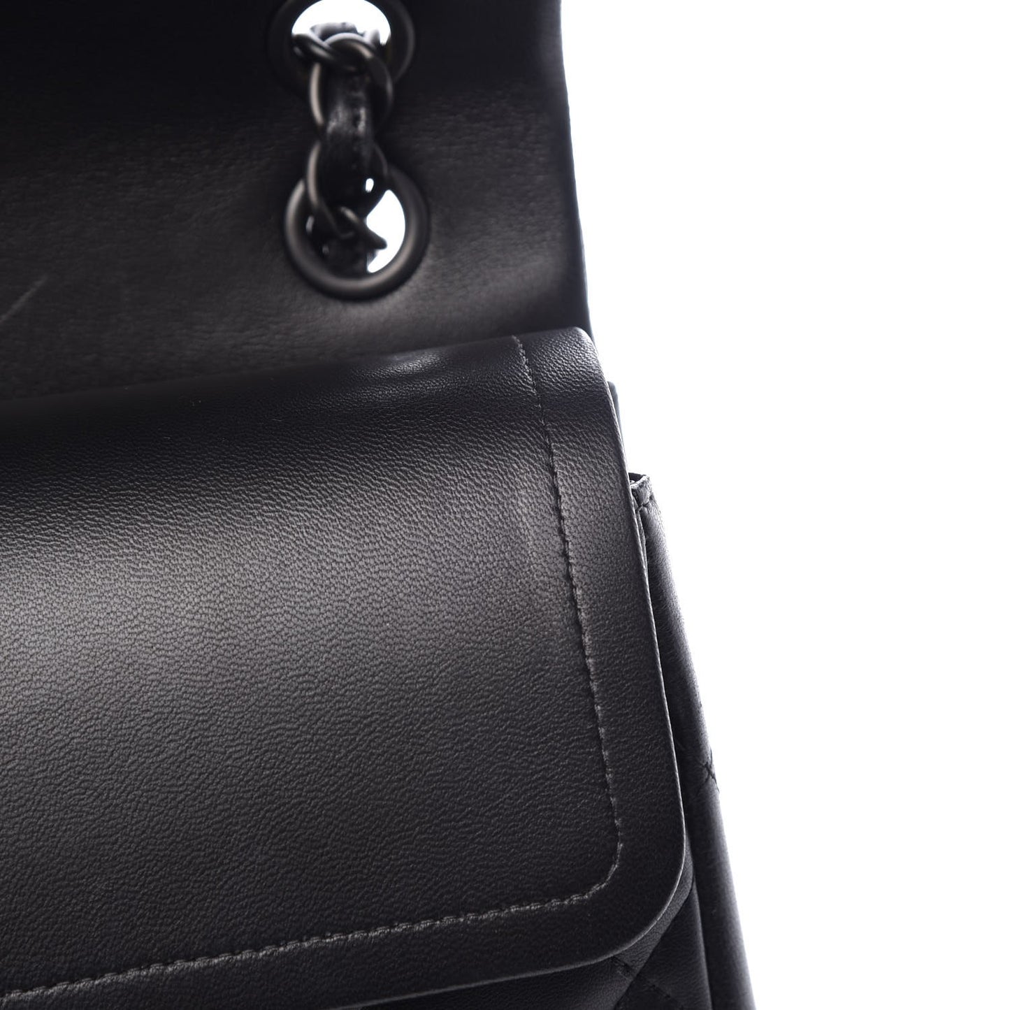 Lambskin Quilted Jumbo Double Flap Black