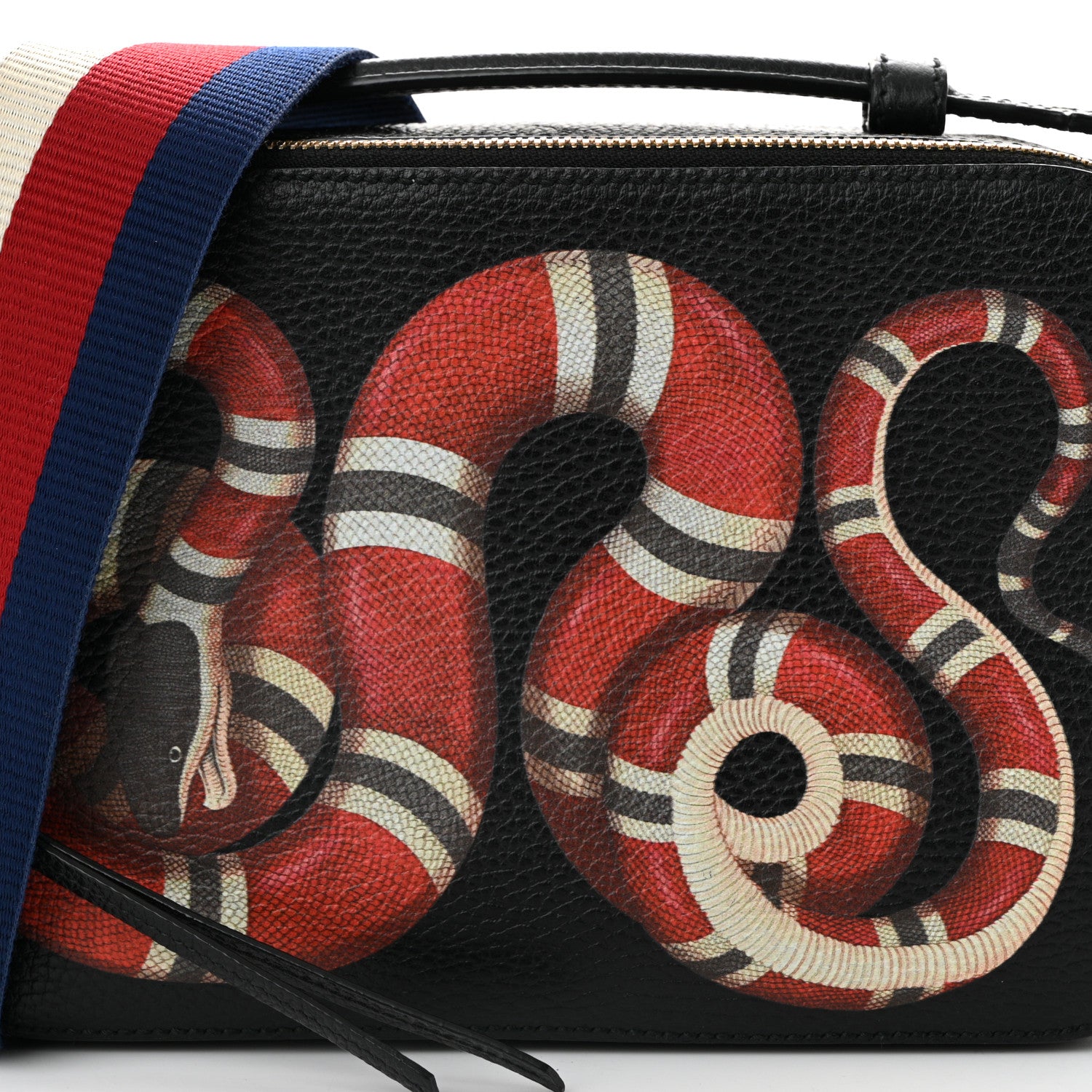 Gucci Grained Calfskin Sylvie Web Kingsnake Small Camera Bag Black Multicolor 9 of 13