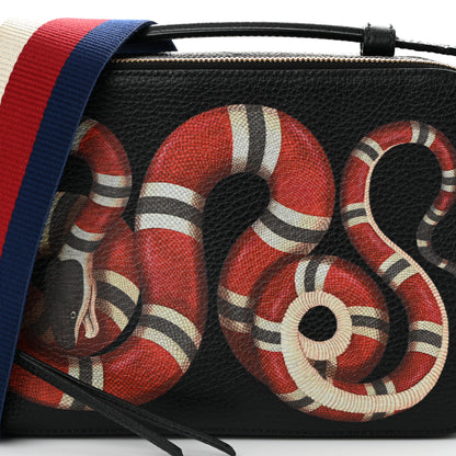 Gucci Grained Calfskin Sylvie Web Kingsnake Small Camera Bag Black Multicolor 9 of 13