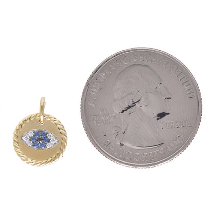 David Yurman 18K Yellow Gold Blue Sapphire Diamond Evil Eye Pendant 2 of 4