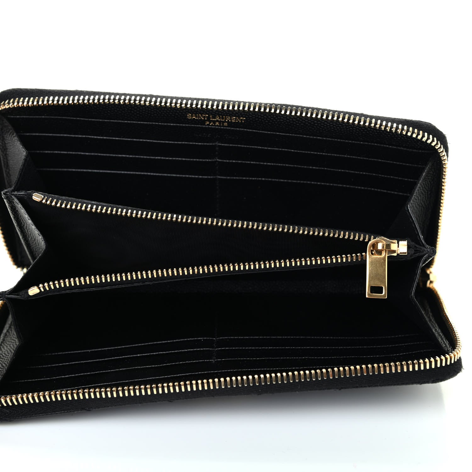 Saint Laurent Grain De Poudre Matelasse Chevron Monogram Zip Around Wallet Black 4 of 4