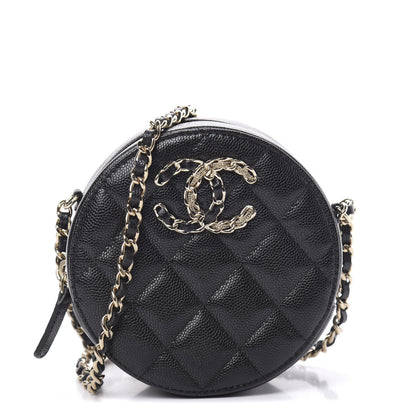 Chanel Caviar Quilted French New Wave Round Clutch With Chain Black 1 of 11