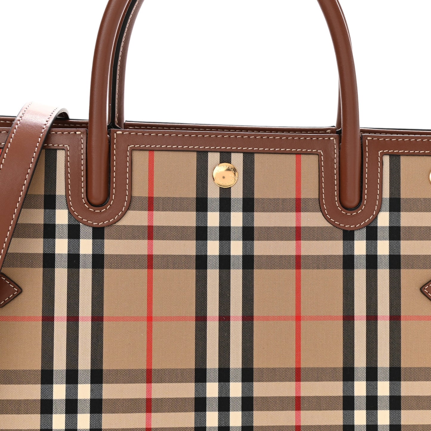 Vintage Check Calfskin Medium Title Bag Archive Beige