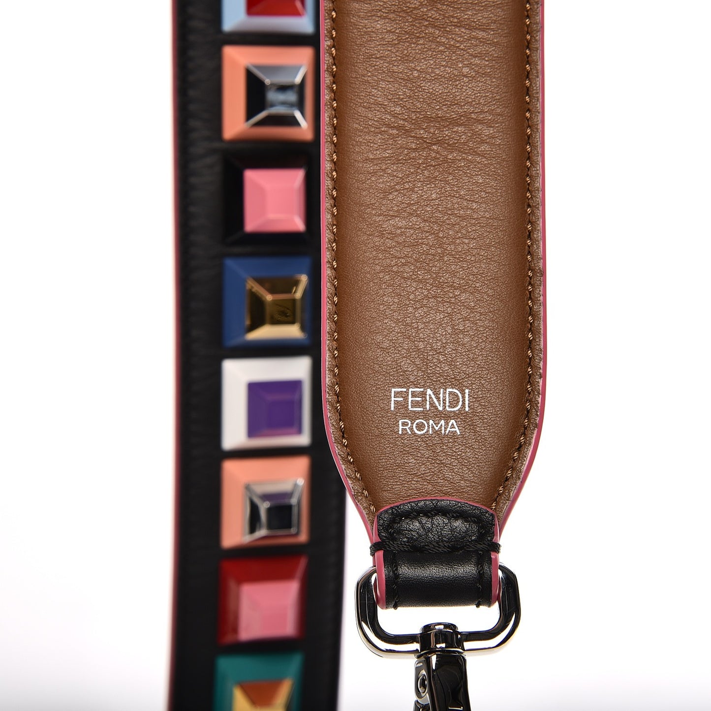 Vitello Dolce Plexiglass Bi-Color Studded Strap You Black Brownie Multicolor