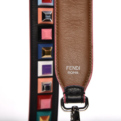 Fendi Vitello Dolce Plexiglass Bi-Color Studded Strap You Black Brownie Multicolor 3 of 5