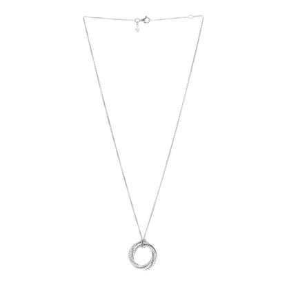 David Yurman Sterling Silver Pave Diamond 21mm Crossover Circle Necklace 3 of 4