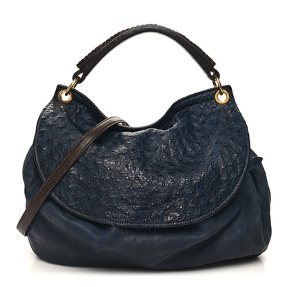 Miu Miu Ostrich Calfskin Hobo Blue 1 of 11