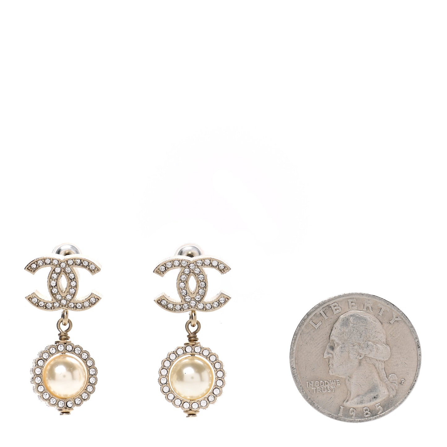 Crystal Pearl Pearls Coronation CC Drop Earrings Gold