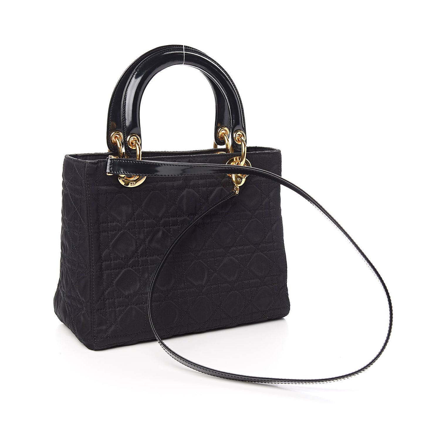 Nylon Cannage Medium Lady Dior Black