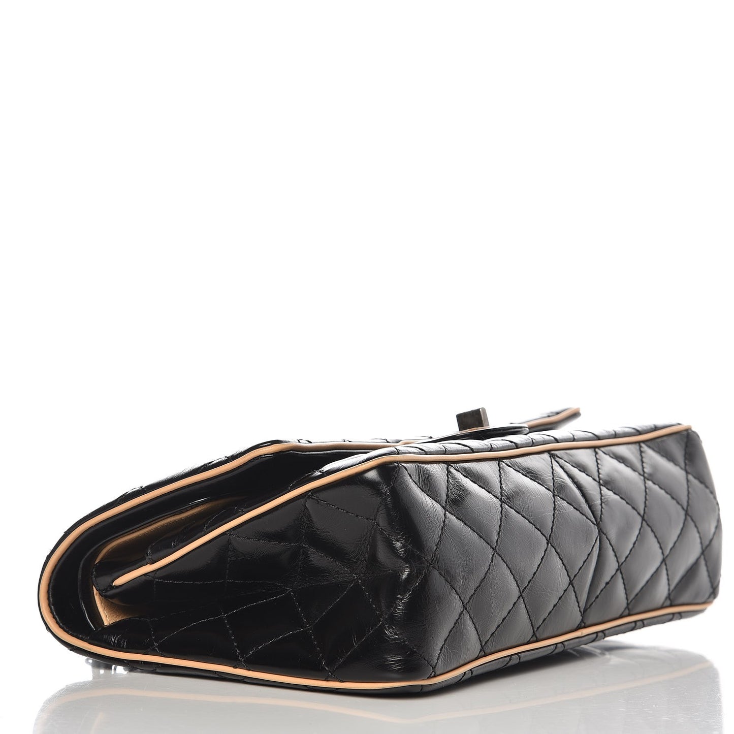 Glazed Calfskin Quilted 2.55 Reissue 226 Flap Black Beige