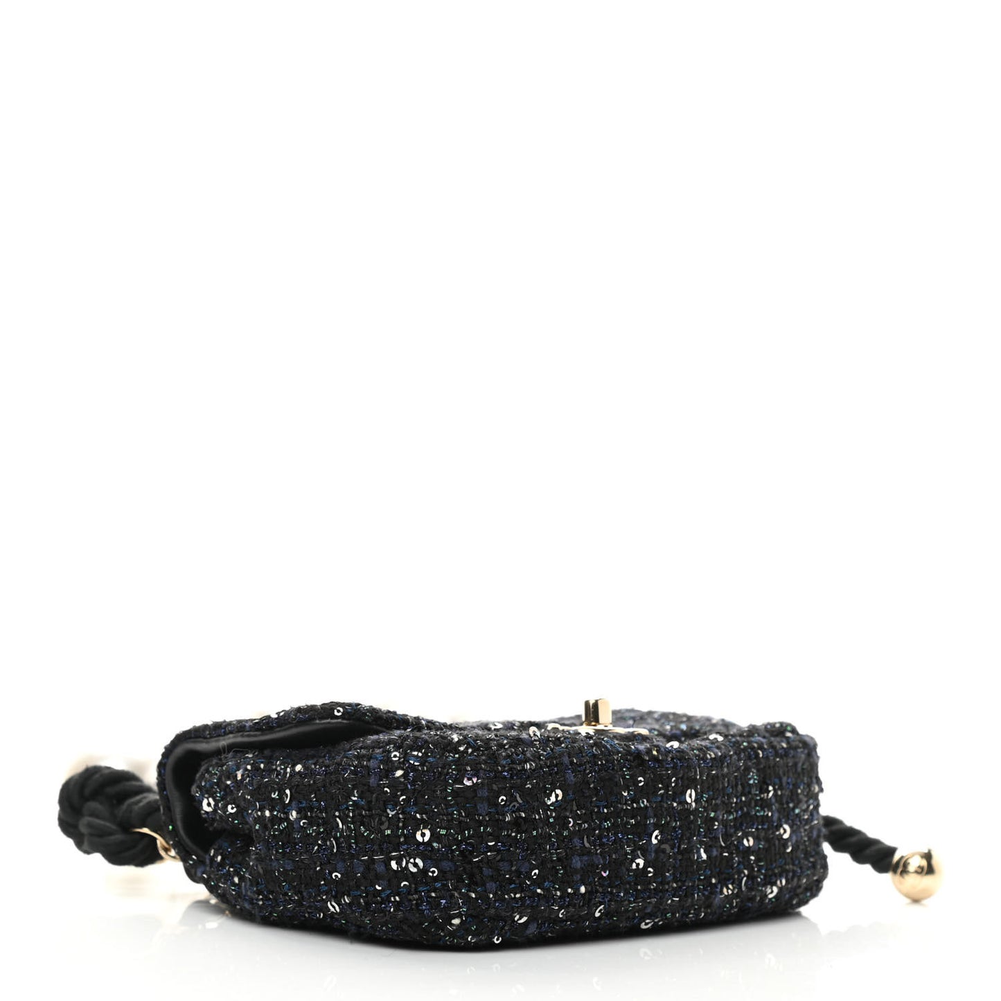 Tweed Mini Pearl Handle Flap Black Ecru