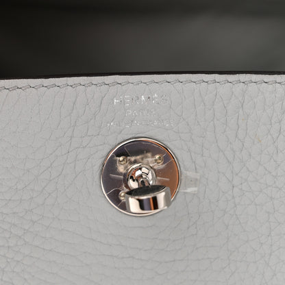 Hermes Taurillon Clemence Mini Lindy 20 Bleu Pale 10 of 11
