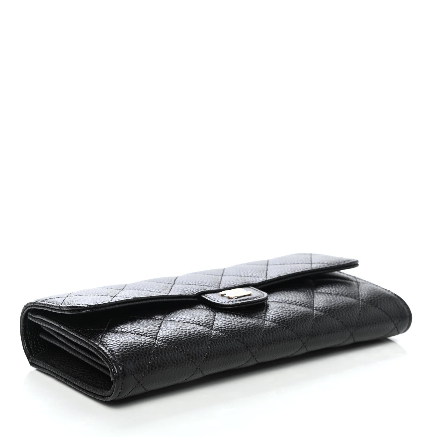 Chanel Caviar Quilted Large Gusset Flap Wallet Black 3 of 4