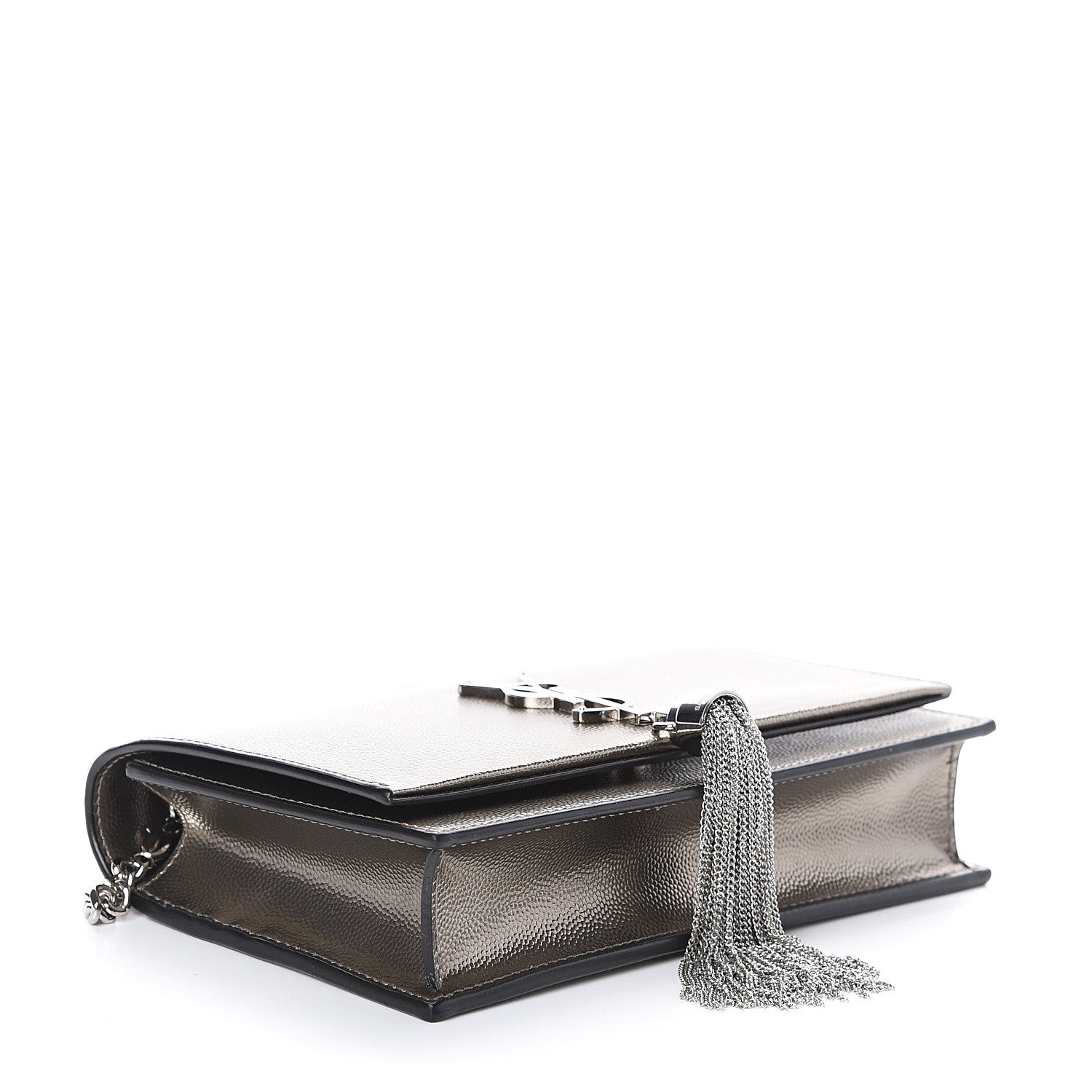 Saint Laurent Grain De Poudre Classic Monogram Kate Tassel Chain Wallet Piombo 3 of 7