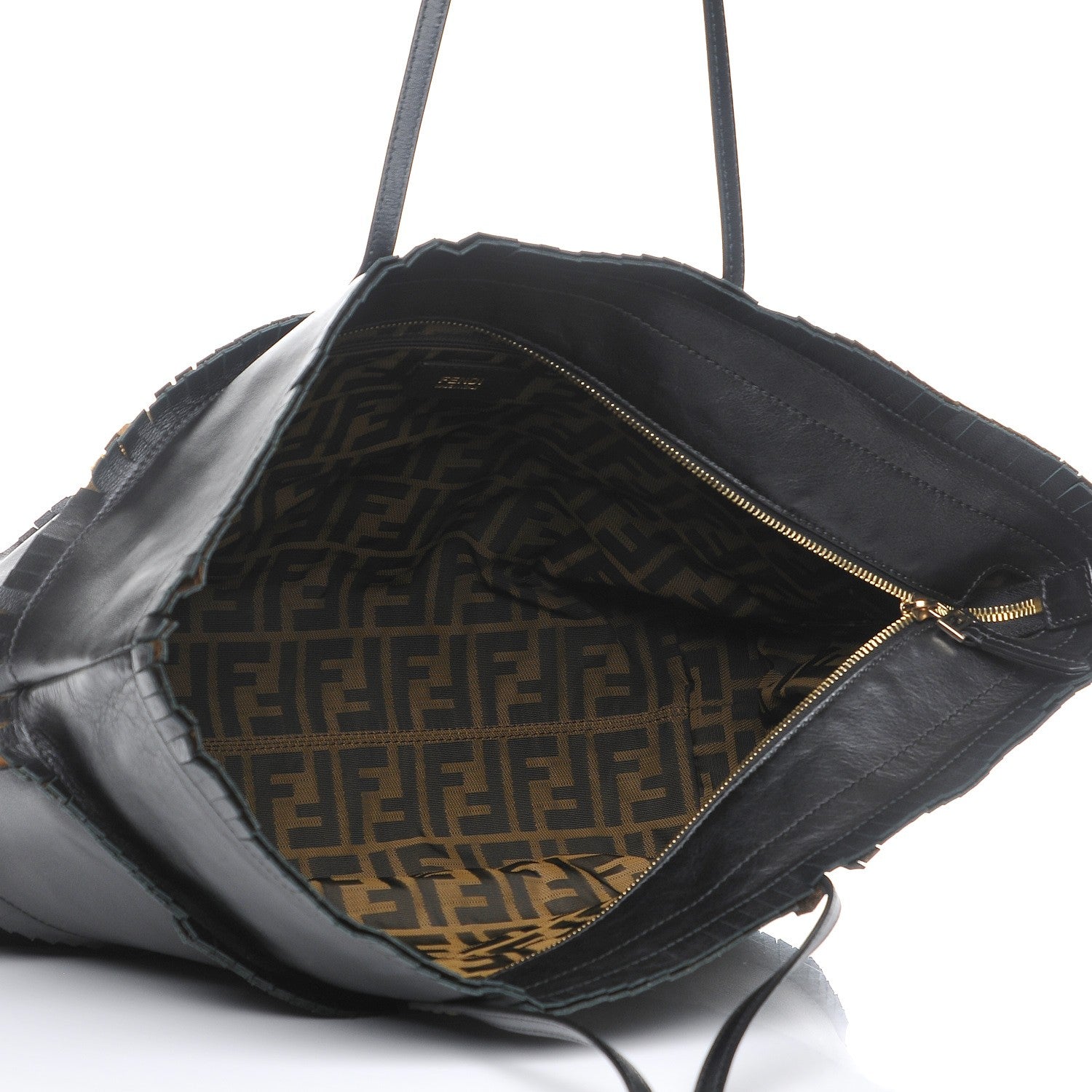 Fendi Calfskin Ruffle Roll Tote Black 5 of 7