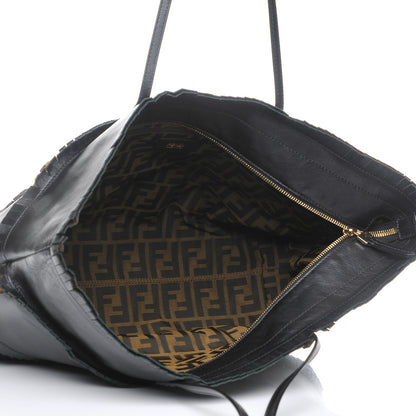 Fendi Calfskin Ruffle Roll Tote Black 5 of 7