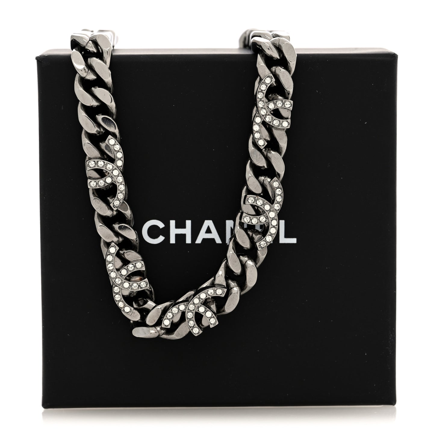 Ruthenium Crystal Chain CC Choker Necklace