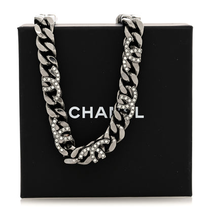 Chanel Ruthenium Crystal Chain CC Choker Necklace 5 of 5