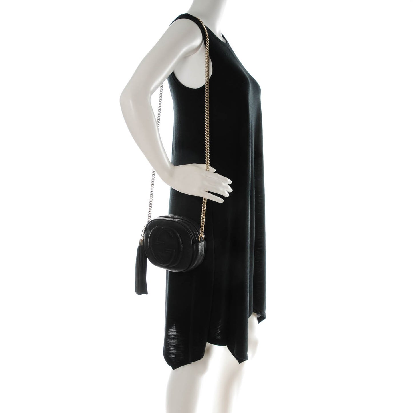 Pebbled Calfskin Mini Soho Chain Bag Black