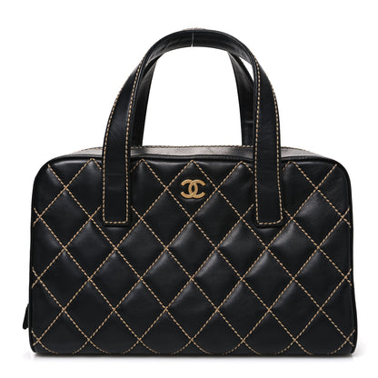 Chanel Calfskin Wild Stitch Top Handle Bag Black 1 of 10