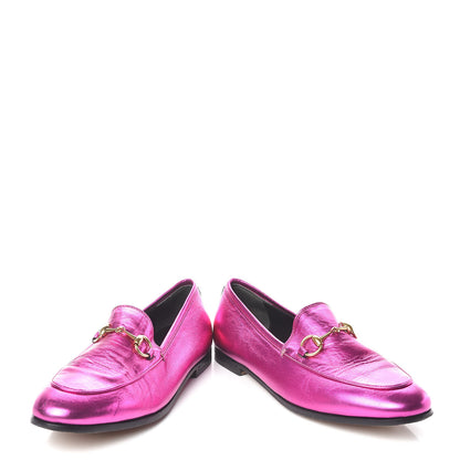 Gucci Metallic Nappa Womens Jordaan Loafers 35.5 Fuxia 12 of 12