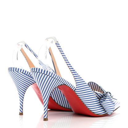 Christian Louboutin Patent Stripes Clare Nodo 80 Pumps 39 Jeans White 4 of 10