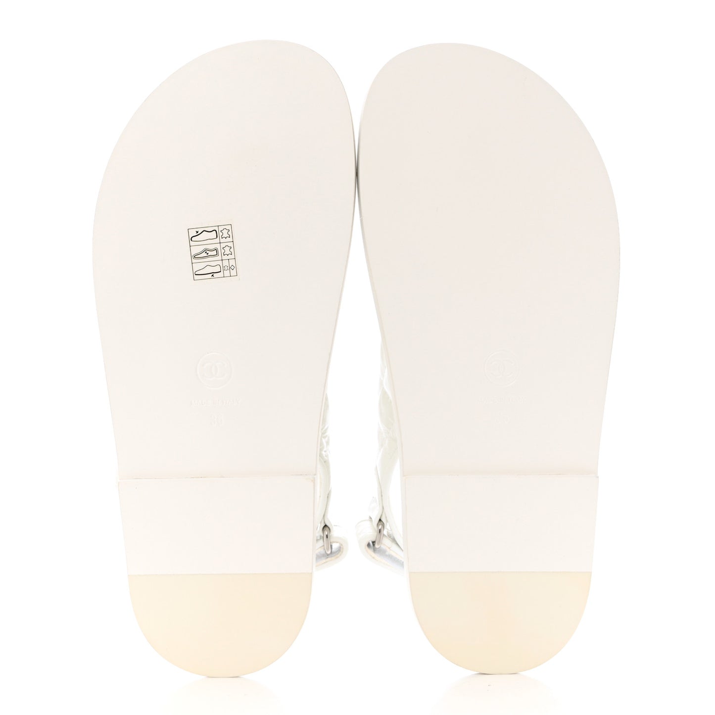 Laminated Lambskin Quilted Velcro Dad Sandals 36 White