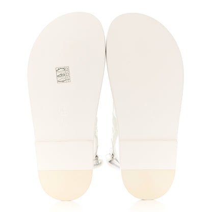 Chanel Laminated Lambskin Quilted Velcro Dad Sandals 36 White 5 of 12