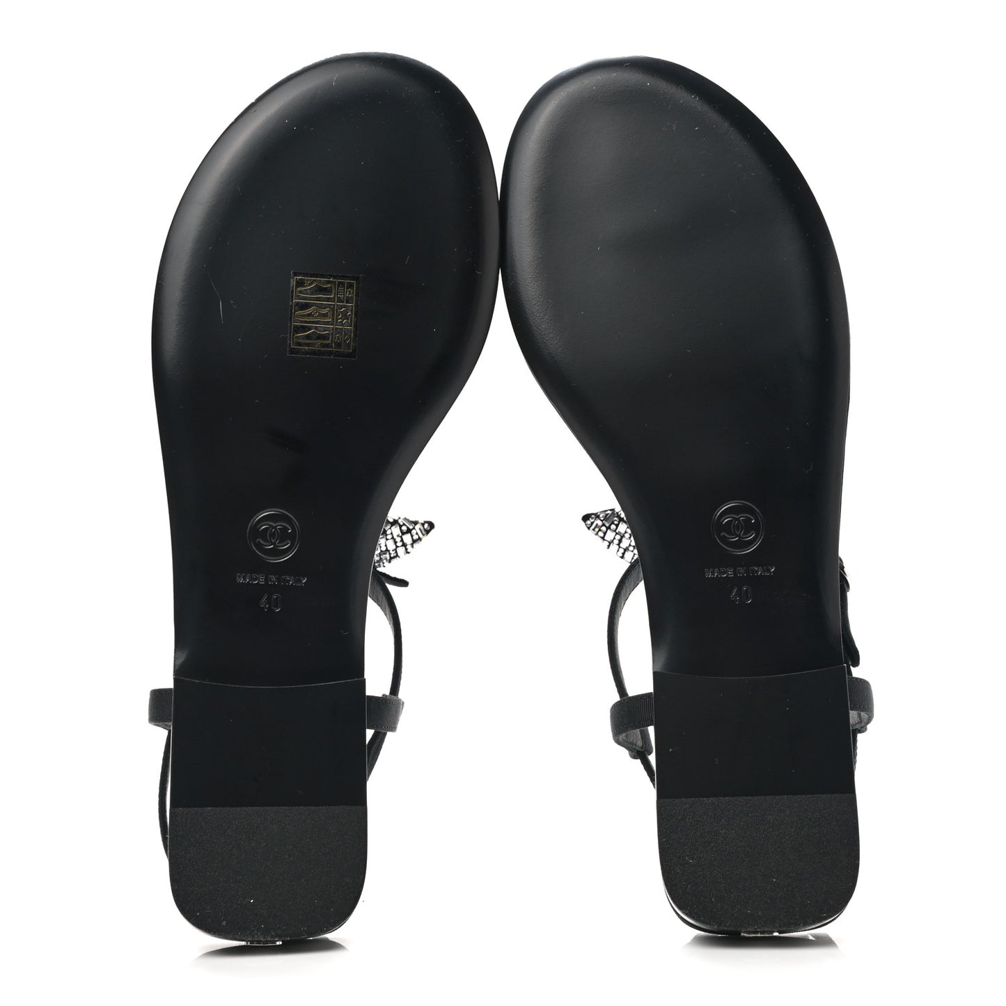 Grosgrain Velvet Crystal Bow Thong Sandals 40 Black