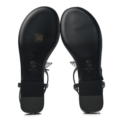 Chanel Grosgrain Velvet Crystal Bow Thong Sandals 40 Black 5 of 7