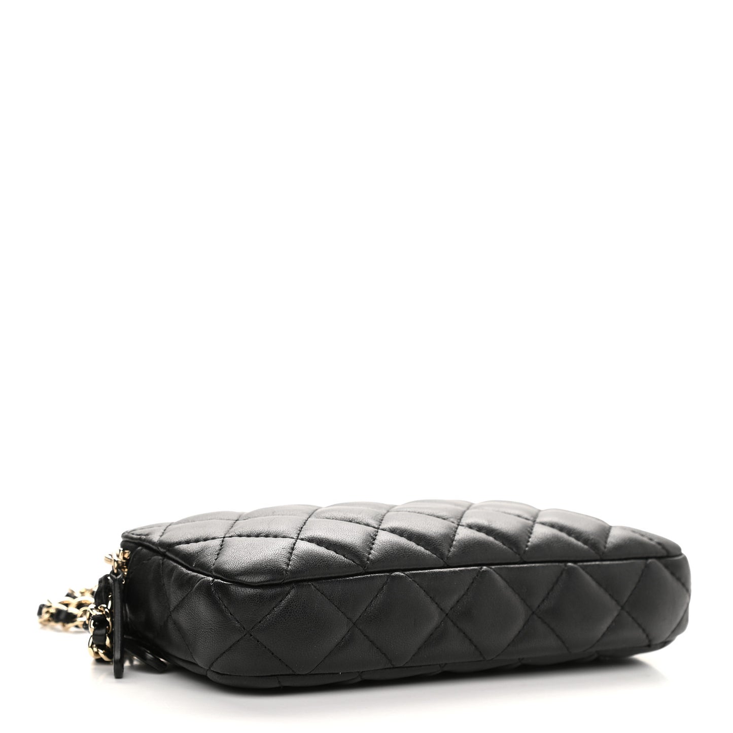 Lambskin Quilted Small Clutch With Chain Black