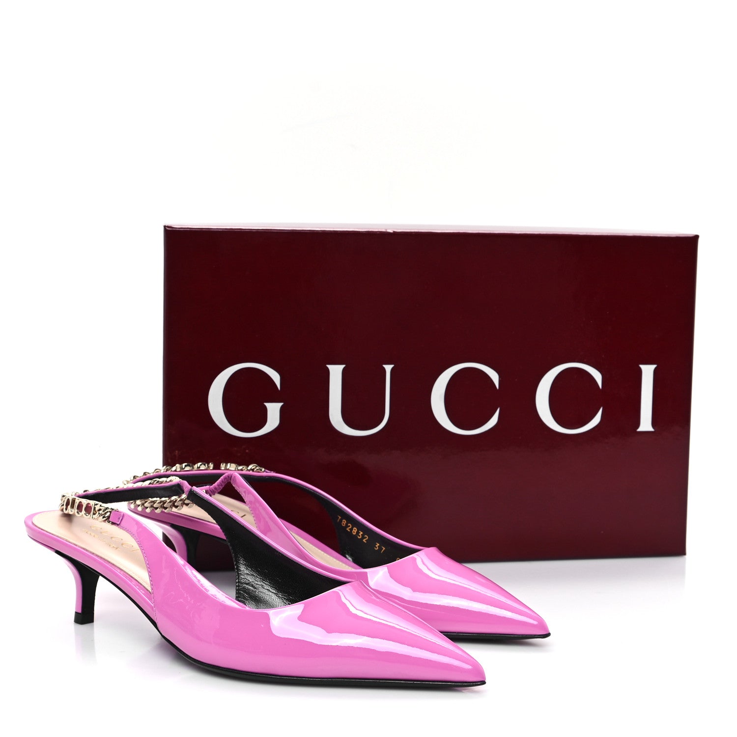Gucci Patent Signoria 35mm Slingback Pumps 37 Libre Pink 10 of 10