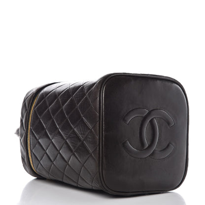 Chanel Lambskin Quilted Cosmetic Vanity Bag Brown 4 of 16
