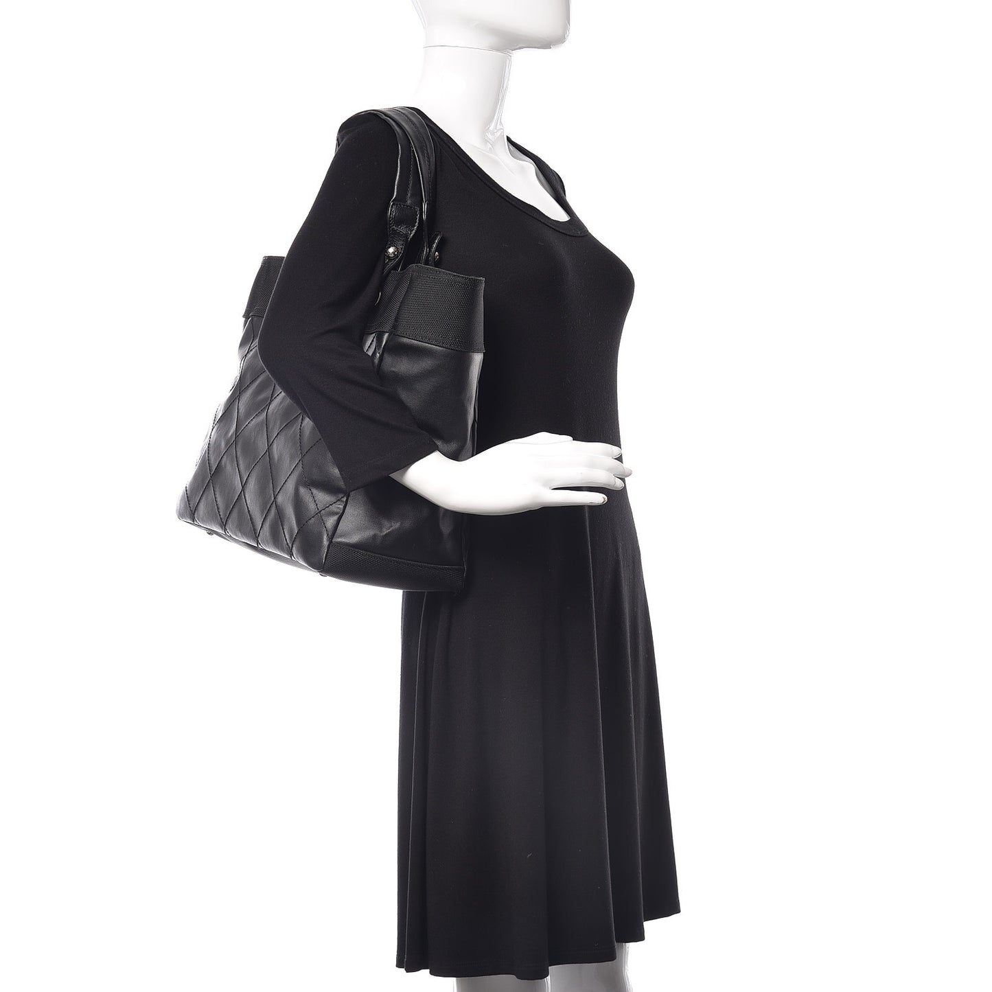 Coated Canvas Large Paris Biarritz Tote Black