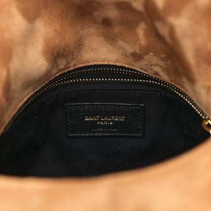 Saint Laurent Suede Calfskin Quilted Small Loulou Puffer Monogram Chain Satchel Cinnamon 6 of 10