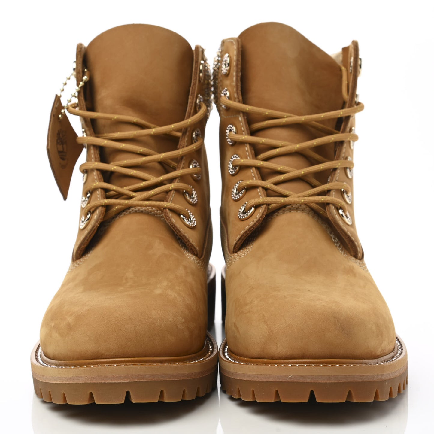X TIMBERLAND Nubuck Swarovski Crystal Womens Ankle Boots 39.5 Wheat