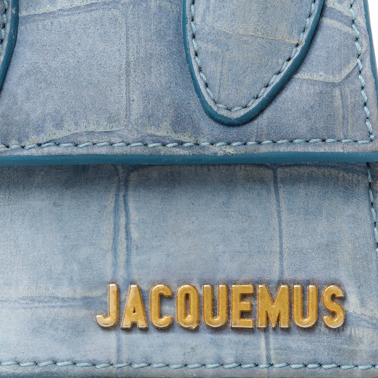 Jacquemus Suede Crocodile Embossed Le Chiquito Blue 7 of 9