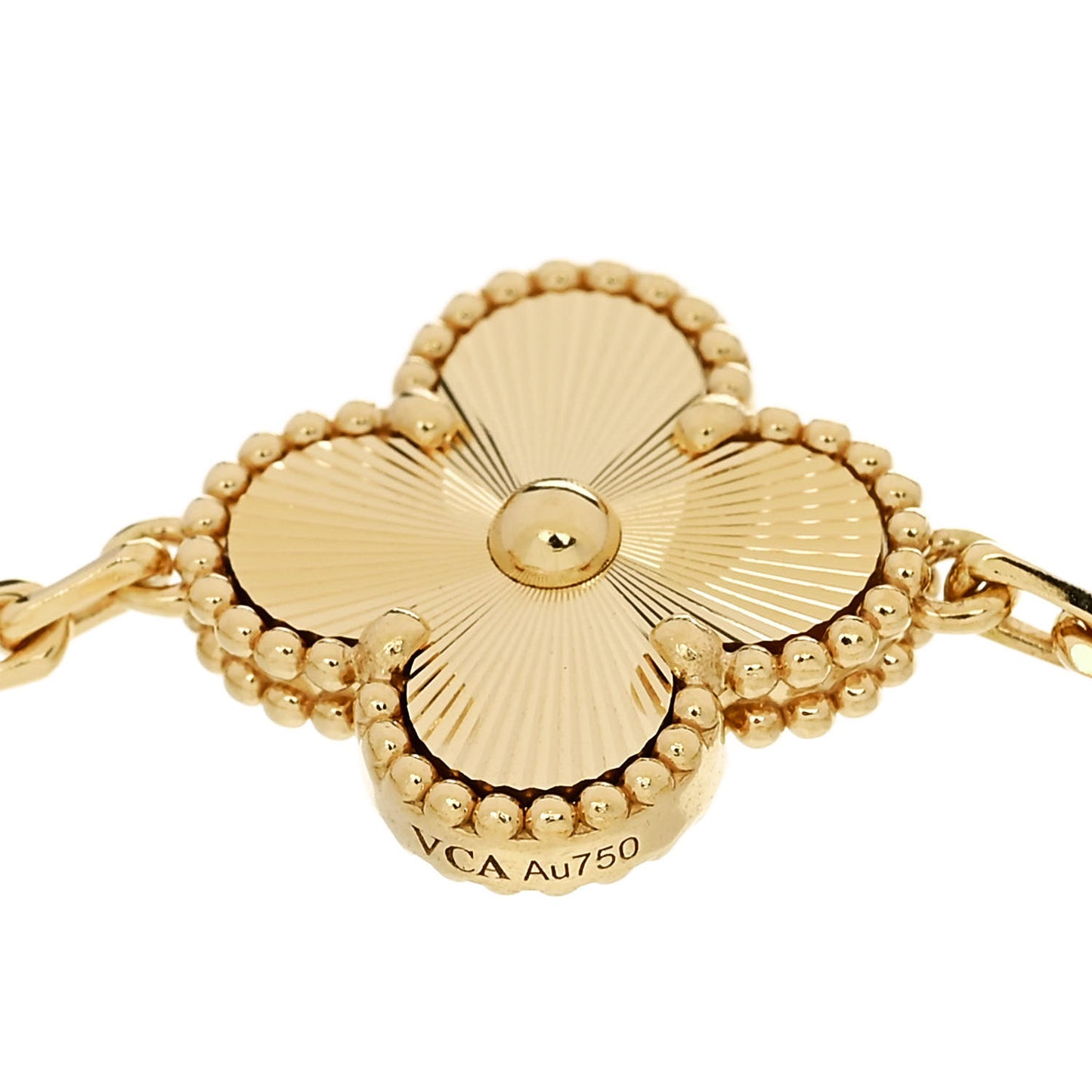 18K Yellow Gold 5 Motifs Guilloche Vintage Alhambra Bracelet