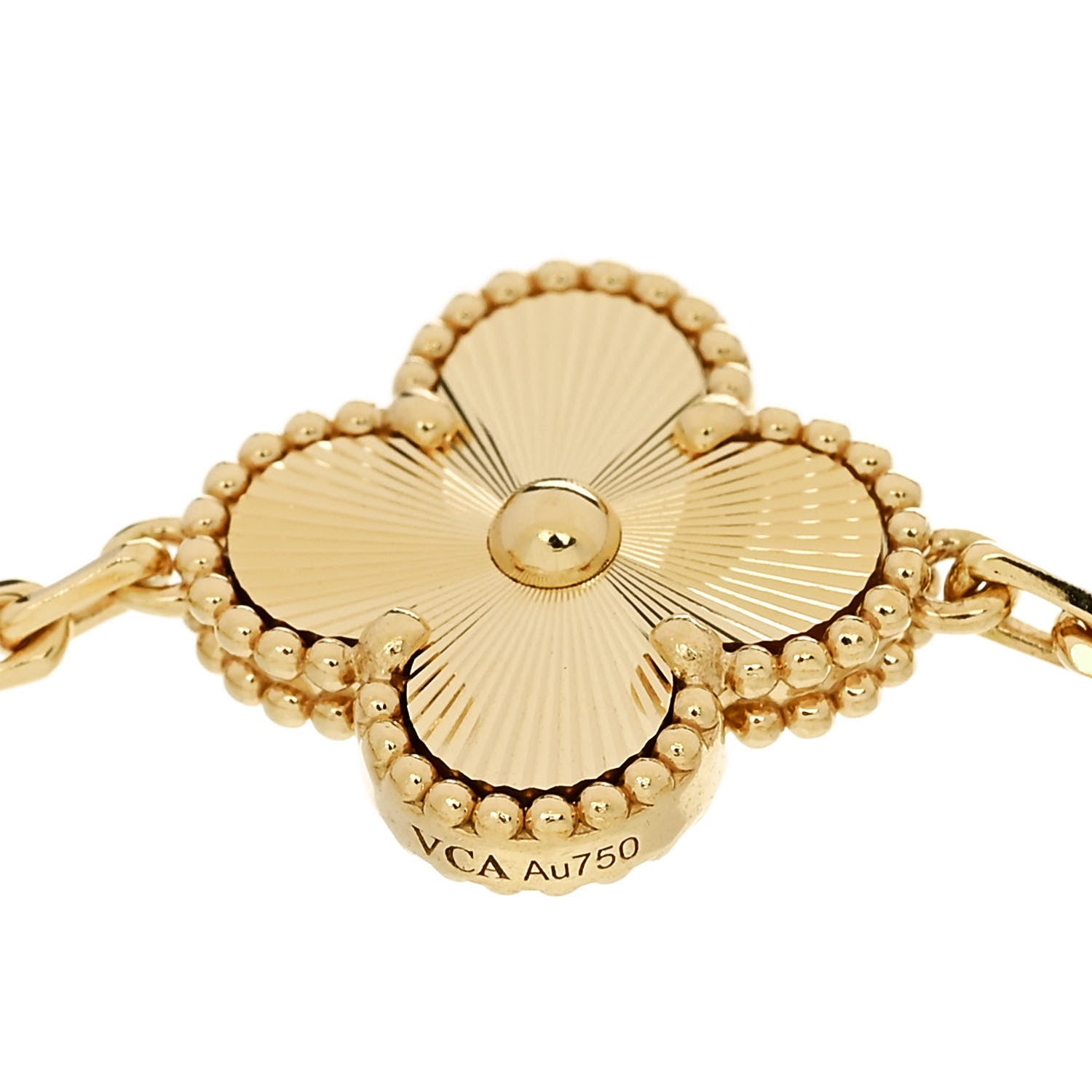 Van Cleef & Arpels 18K Yellow Gold 5 Motifs Guilloche Vintage Alhambra Bracelet 4 of 5