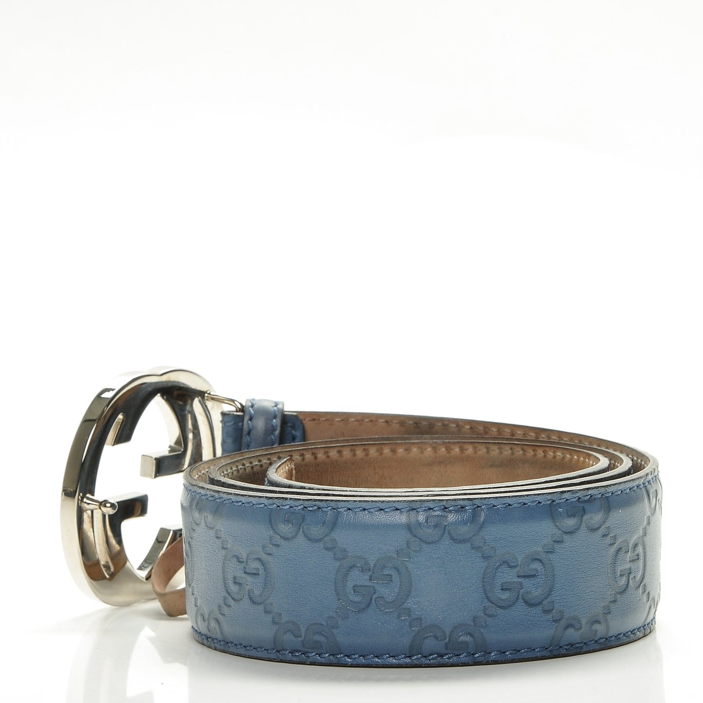 Guccissima Interlocking G Belt 85 34 Deep Cobalt