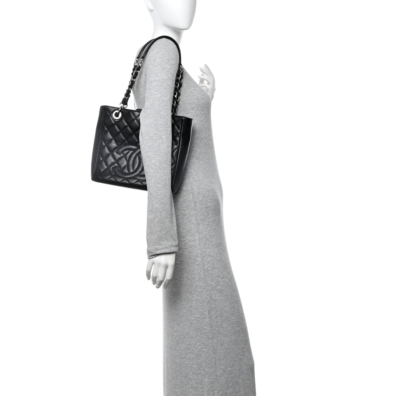 Chanel Caviar Quilted Petit Shopping Tote PST Black 2 of 12